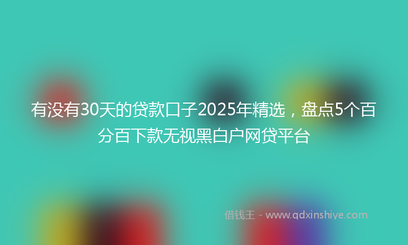 有没有30天的贷款口子2025年精选，盘点5个百分百下款无视黑白户网贷平台