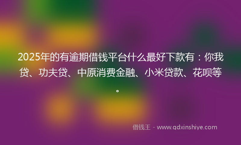 2025年的有逾期借钱平台什么最好下款有：你我贷、功夫贷、中原消费金融、小米贷款、花呗等。