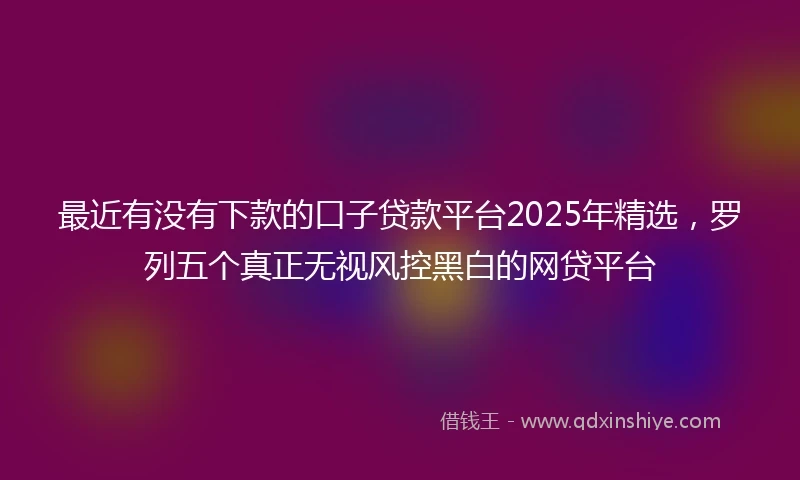 最近有没有下款的口子贷款平台2025年精选，罗列五个真正无视风控黑白的网贷平台