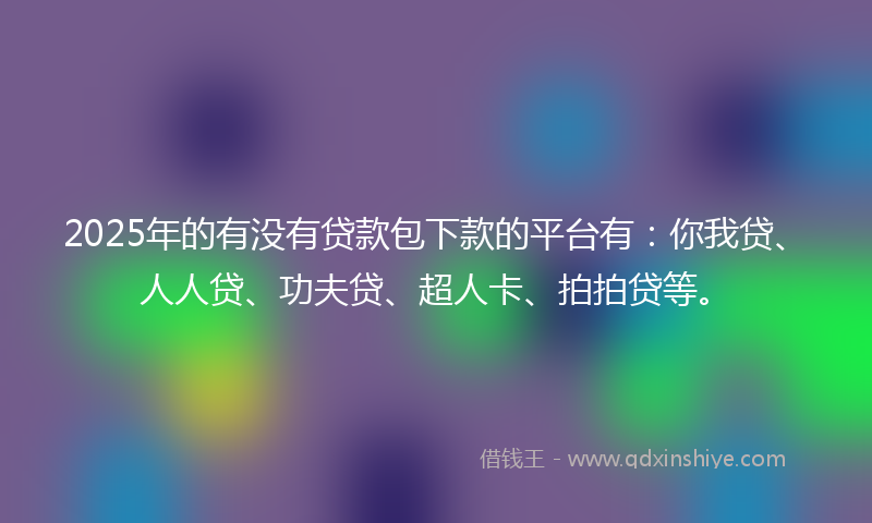 2025年的有没有贷款包下款的平台有：你我贷、人人贷、功夫贷、超人卡、拍拍贷等。