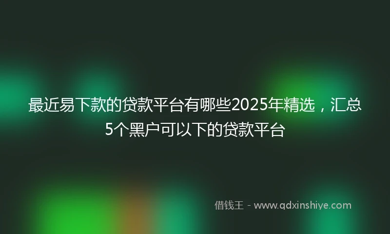 最近易下款的贷款平台有哪些2025年精选，汇总5个黑户可以下的贷款平台
