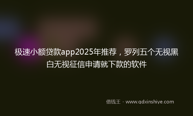 极速小额贷款app2025年推荐，罗列五个无视黑白无视征信申请就下款的软件