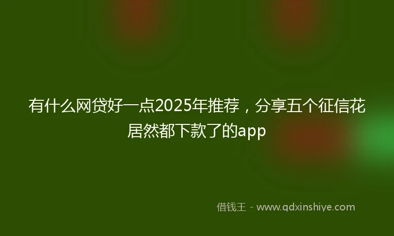 有什么网贷好一点2025年推荐，分享五个征信花居然都下款了的app