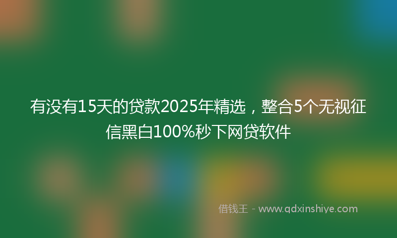 有没有15天的贷款2025年精选，整合5个无视征信黑白100%秒下网贷软件
