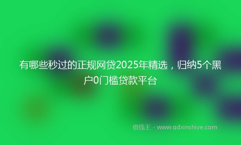 有哪些秒过的正规网贷2025年精选，归纳5个黑户0门槛贷款平台