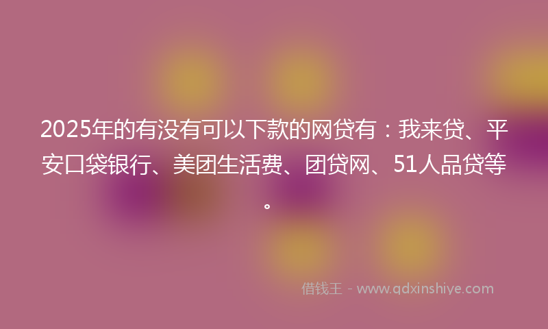 2025年的有没有可以下款的网贷有：我来贷、平安口袋银行、美团生活费、团贷网、51人品贷等。