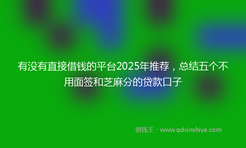 有没有直接借钱的平台2025年推荐，总结五个不用面签和芝麻分的贷款口子