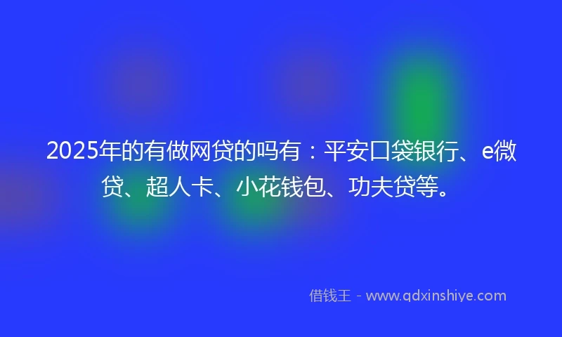 2025年的有做网贷的吗有：平安口袋银行、e微贷、超人卡、小花钱包、功夫贷等。