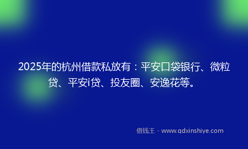 2025年的杭州借款私放有：平安口袋银行、微粒贷、平安i贷、投友圈、安逸花等。