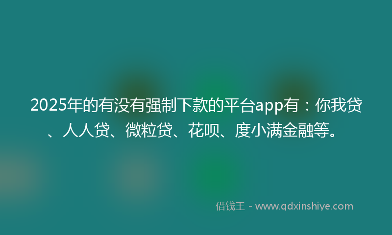 2025年的有没有强制下款的平台app有：你我贷、人人贷、微粒贷、花呗、度小满金融等。