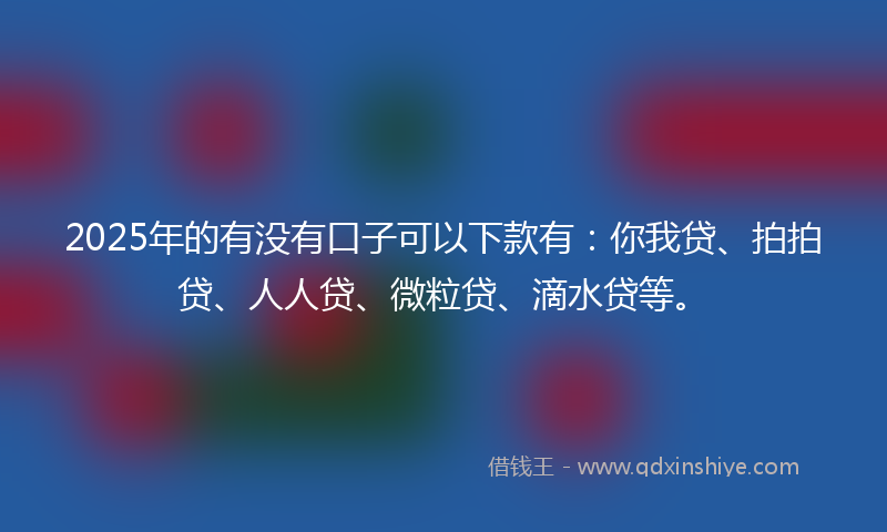 2025年的有没有口子可以下款有：你我贷、拍拍贷、人人贷、微粒贷、滴水贷等。