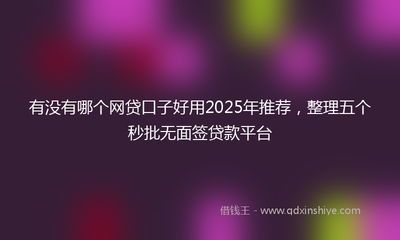 有没有哪个网贷口子好用2025年推荐，整理五个秒批无面签贷款平台