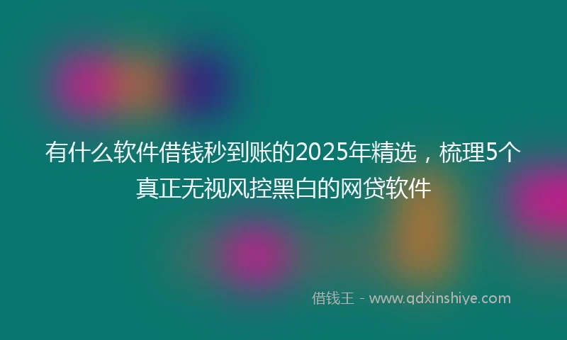 有什么软件借钱秒到账的2025年精选，梳理5个真正无视风控黑白的网贷软件