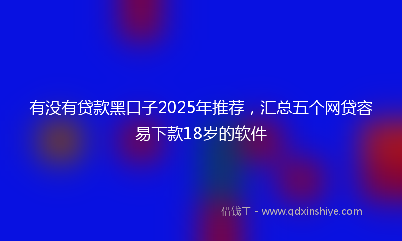 有没有贷款黑口子2025年推荐，汇总五个网贷容易下款18岁的软件