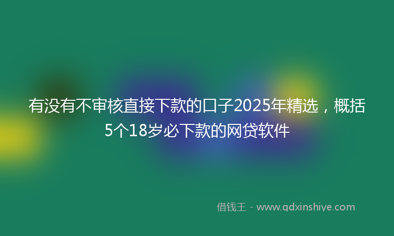 有没有不审核直接下款的口子2025年精选，概括5个18岁必下款的网贷软件