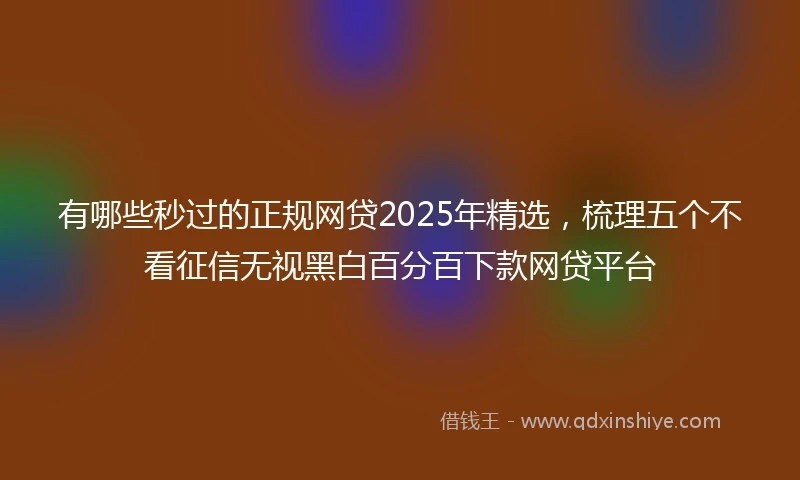 有哪些秒过的正规网贷2025年精选，梳理五个不看征信无视黑白百分百下款网贷平台