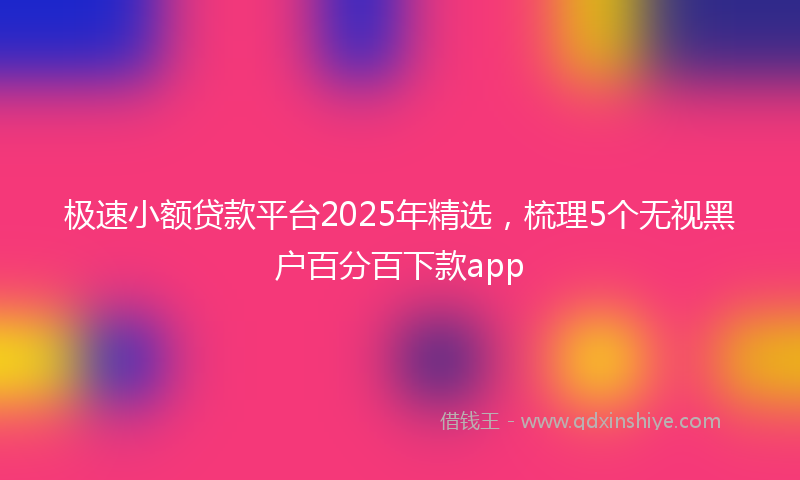 极速小额贷款平台2025年精选，梳理5个无视黑户百分百下款app