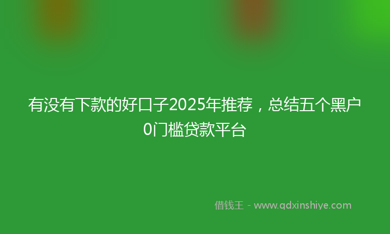 有没有下款的好口子2025年推荐，总结五个黑户0门槛贷款平台