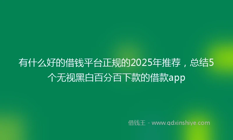 有什么好的借钱平台正规的2025年推荐，总结5个无视黑白百分百下款的借款app