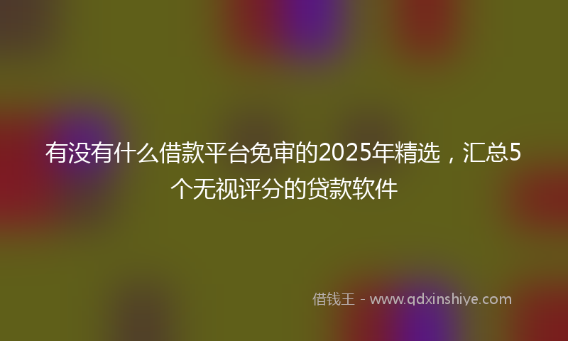 有没有什么借款平台免审的2025年精选，汇总5个无视评分的贷款软件