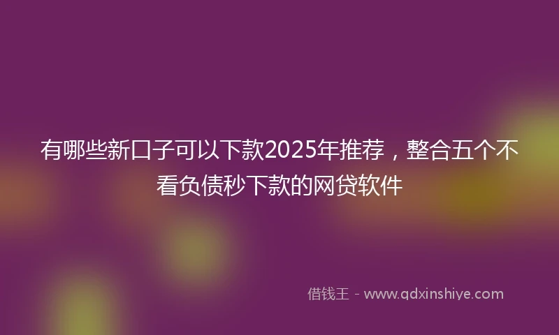 有哪些新口子可以下款2025年推荐，整合五个不看负债秒下款的网贷软件