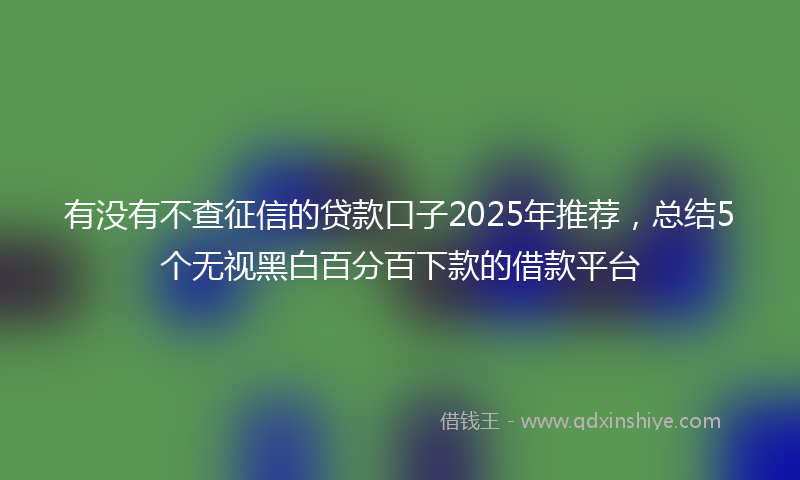 有没有不查征信的贷款口子2025年推荐，总结5个无视黑白百分百下款的借款平台