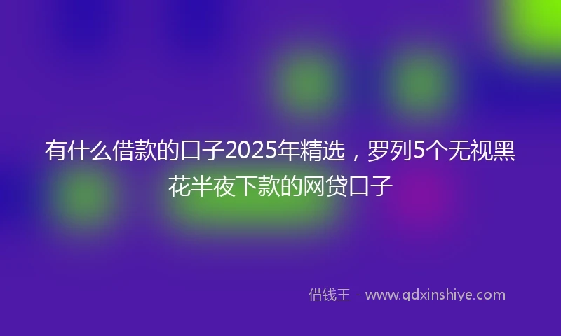 有什么借款的口子2025年精选,罗列5个无视黑花半夜下款的网贷口子