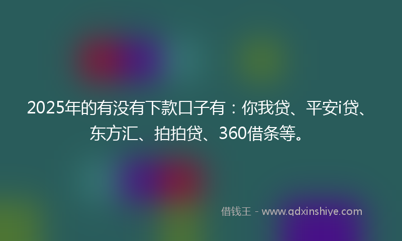 2025年的有没有下款口子有：你我贷、平安i贷、东方汇、拍拍贷、360借条等。