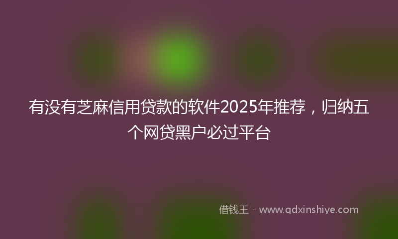 有没有芝麻信用贷款的软件2025年推荐，归纳五个网贷黑户必过平台