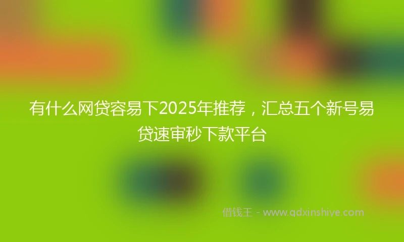 有什么网贷容易下2025年推荐，汇总五个新号易贷速审秒下款平台