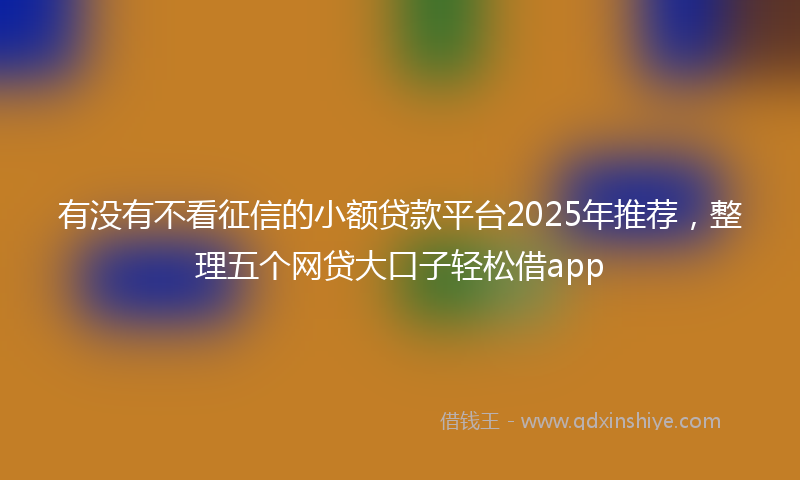有没有不看征信的小额贷款平台2025年推荐，整理五个网贷大口子轻松借app