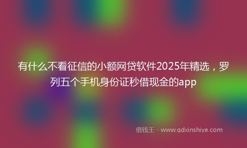 有什么不看征信的小额网贷软件2025年精选，罗列五个手机身份证秒借现金的app