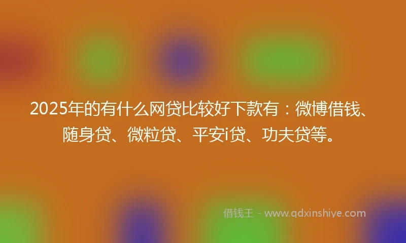 2025年的有什么网贷比较好下款有：微博借钱、随身贷、微粒贷、平安i贷、功夫贷等。