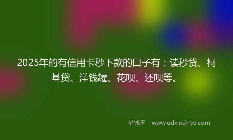 2025年的有信用卡秒下款的口子有：读秒贷、柯基贷、洋钱罐、花呗、还呗等。