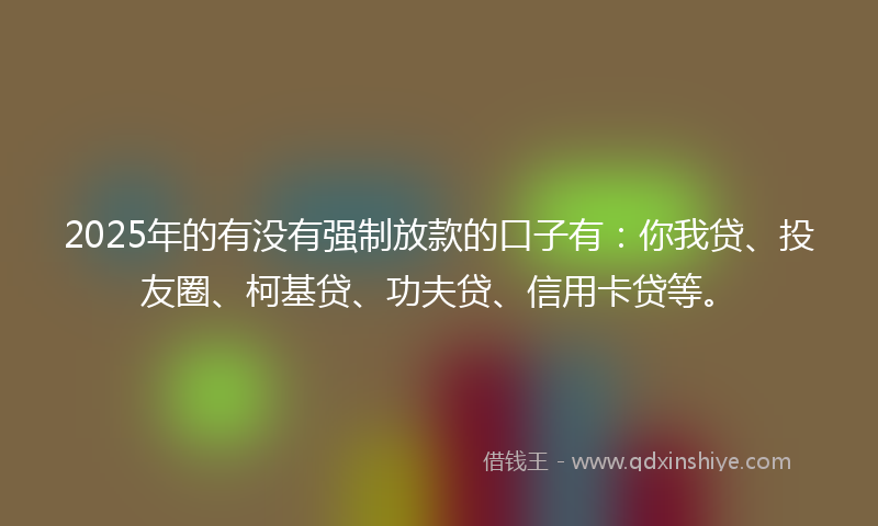 2025年的有没有强制放款的口子有：你我贷、投友圈、柯基贷、功夫贷、信用卡贷等。
