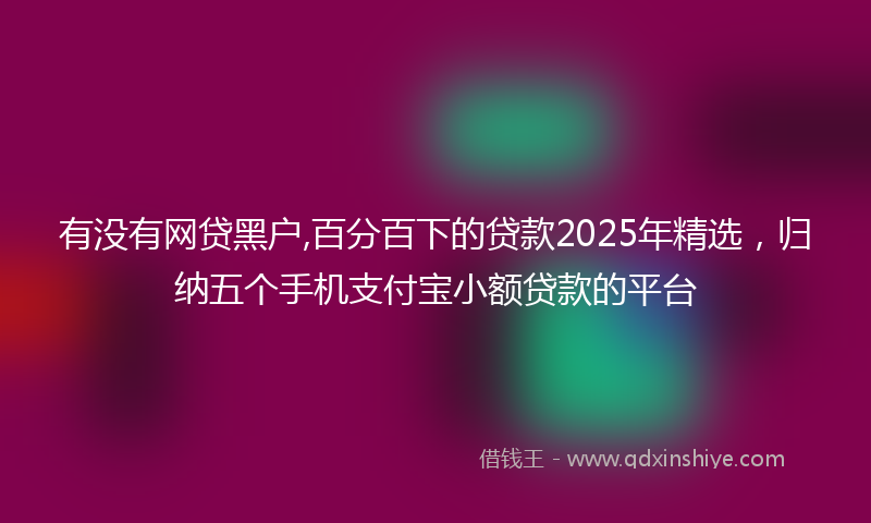 有没有网贷黑户,百分百下的贷款2025年精选，归纳五个手机支付宝小额贷款的平台