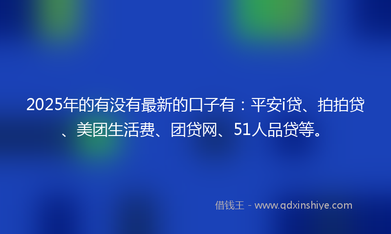 2025年的有没有最新的口子有:平安i贷、拍拍贷、美团生活费、团贷网、51人品贷等。