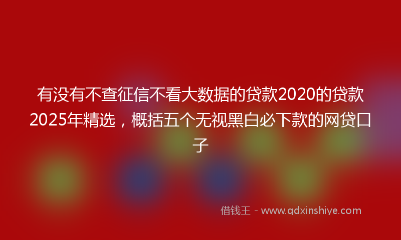 有没有不查征信不看大数据的贷款2020的贷款2025年精选，概括五个无视黑白必下款的网贷口子