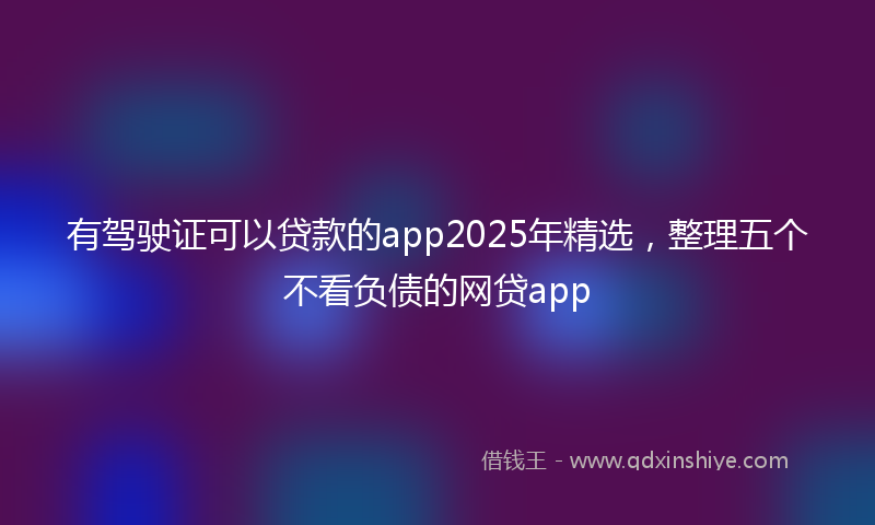 有驾驶证可以贷款的app2025年精选，整理五个不看负债的网贷app