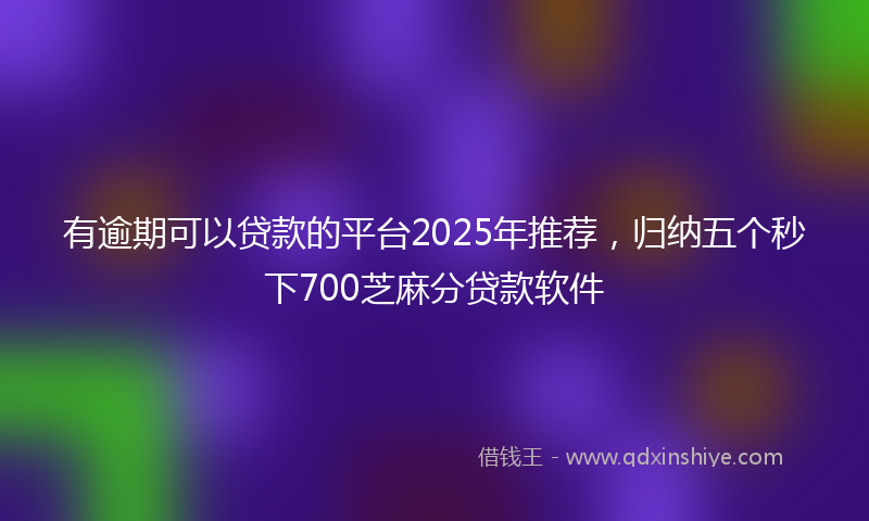 有逾期可以贷款的平台2025年推荐，归纳五个秒下700芝麻分贷款软件
