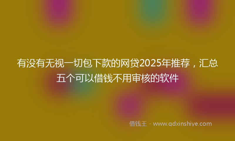 有没有无视一切包下款的网贷2025年推荐，汇总五个可以借钱不用审核的软件
