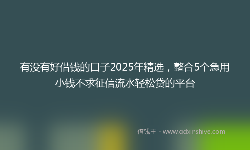 有没有好借钱的口子2025年精选，整合5个急用小钱不求征信流水轻松贷的平台
