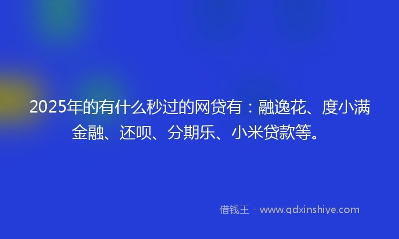 2025年的有什么秒过的网贷有：融逸花、度小满金融、还呗、分期乐、小米贷款等。