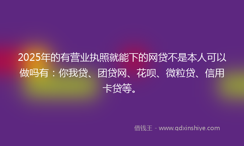 2025年的有营业执照就能下的网贷不是本人可以做吗有：你我贷、团贷网、花呗、微粒贷、信用卡贷等。