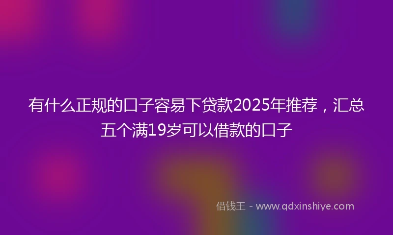 有什么正规的口子容易下贷款2025年推荐，汇总五个满19岁可以借款的口子