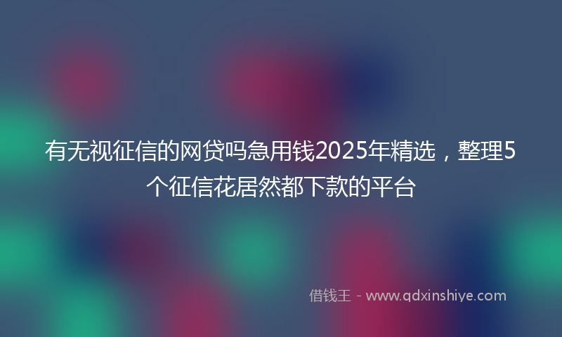 有无视征信的网贷吗急用钱2025年精选，整理5个征信花居然都下款的平台