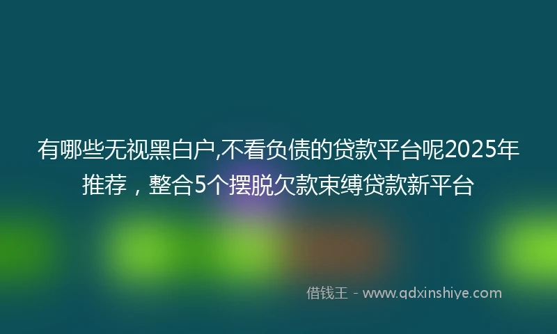有哪些无视黑白户,不看负债的贷款平台呢2025年推荐，整合5个摆脱欠款束缚贷款新平台