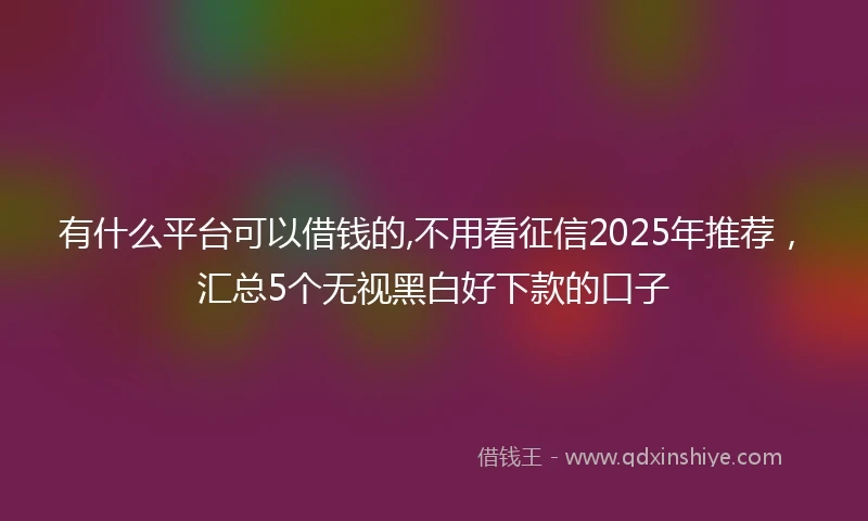 有什么平台可以借钱的,不用看征信2025年推荐，汇总5个无视黑白好下款的口子