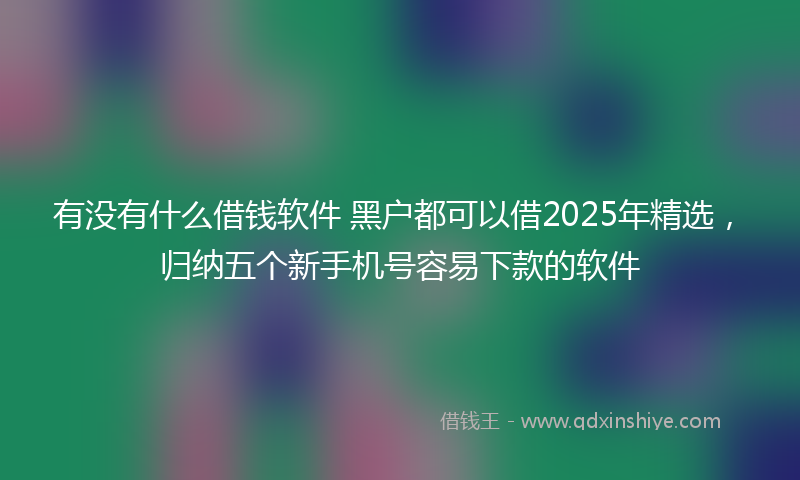 有没有什么借钱软件 黑户都可以借2025年精选，归纳五个新手机号容易下款的软件