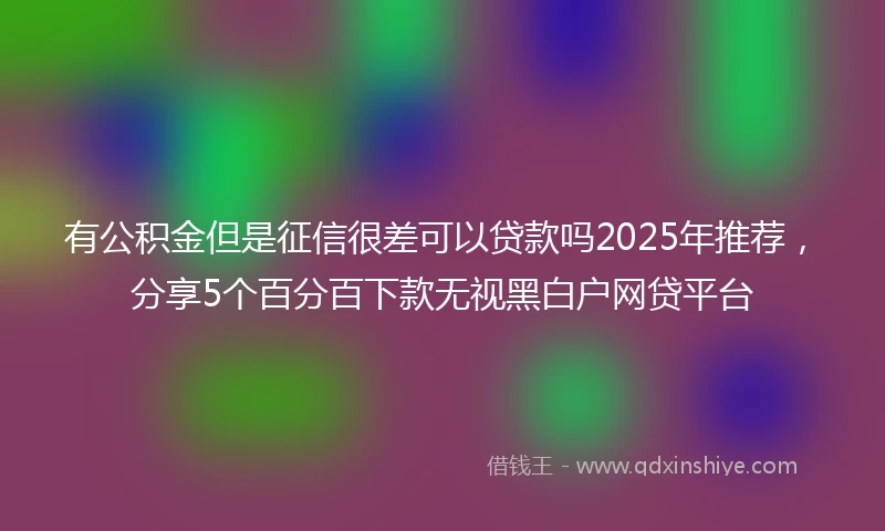 有公积金但是征信很差可以贷款吗2025年推荐，分享5个百分百下款无视黑白户网贷平台